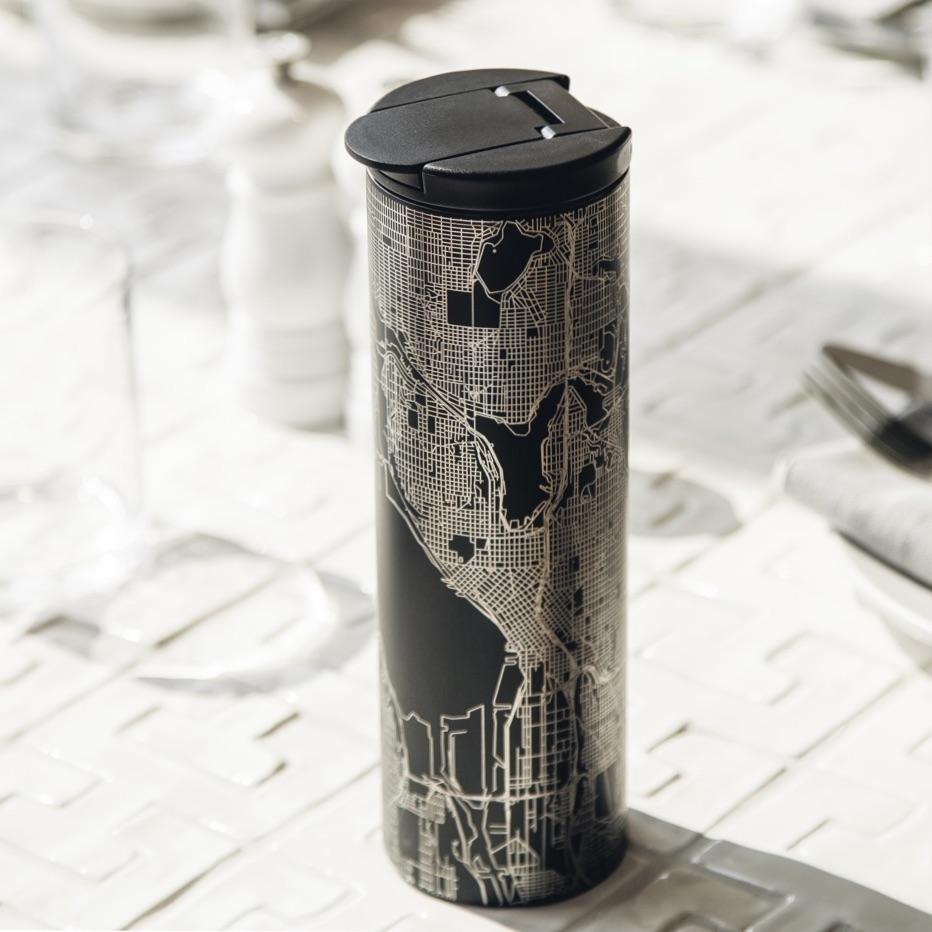 Detroit - Michigan Map Tumbler in Matte Black