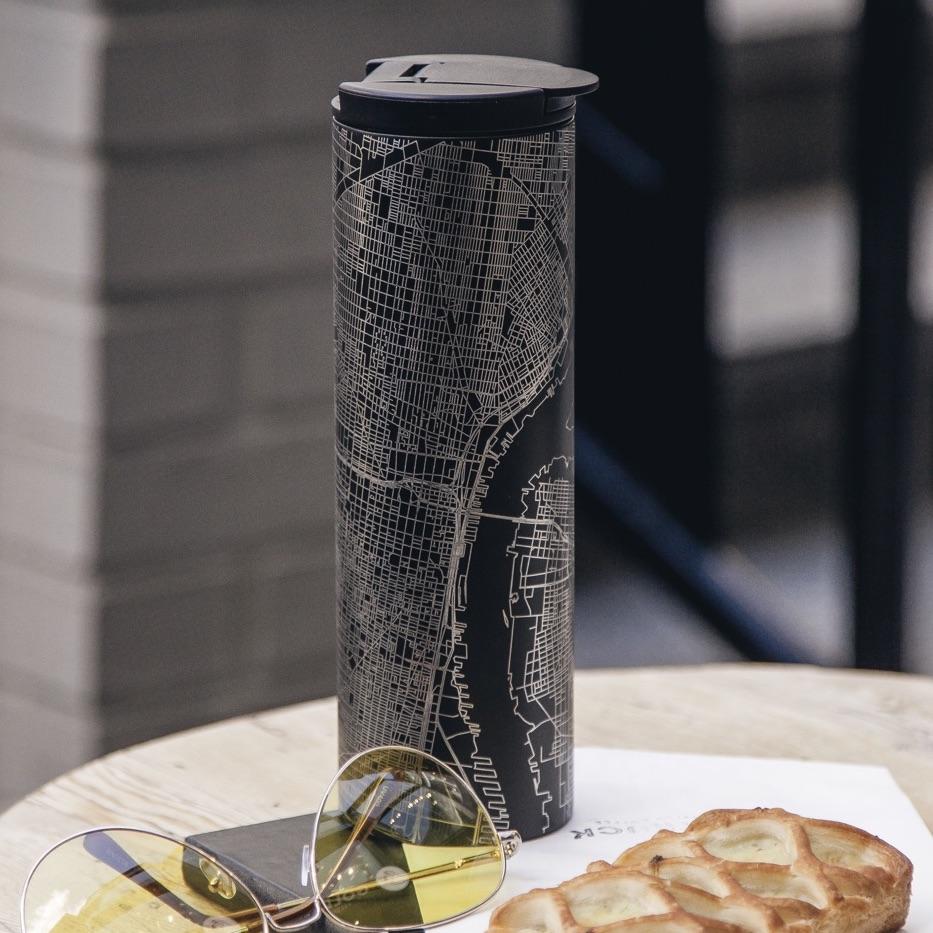 Detroit - Michigan Map Tumbler in Matte Black