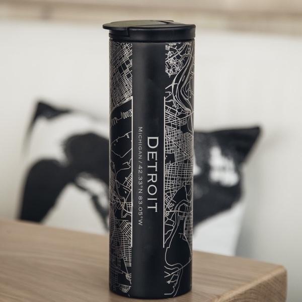 Detroit - Michigan Map Tumbler in Matte Black