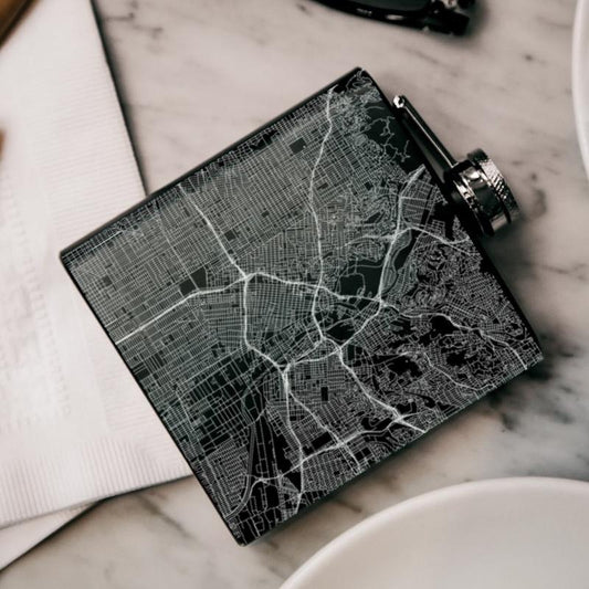 Los Angeles - California Map Hip Flask in Matte Black