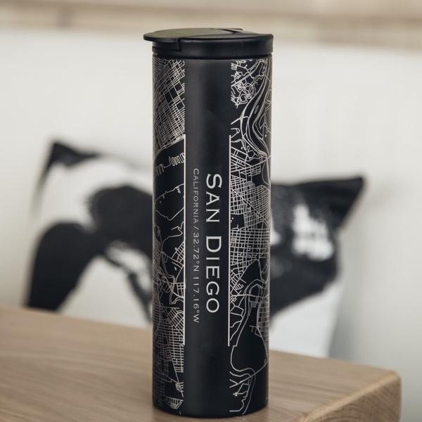 San Diego - California Map Tumbler in Matte Black